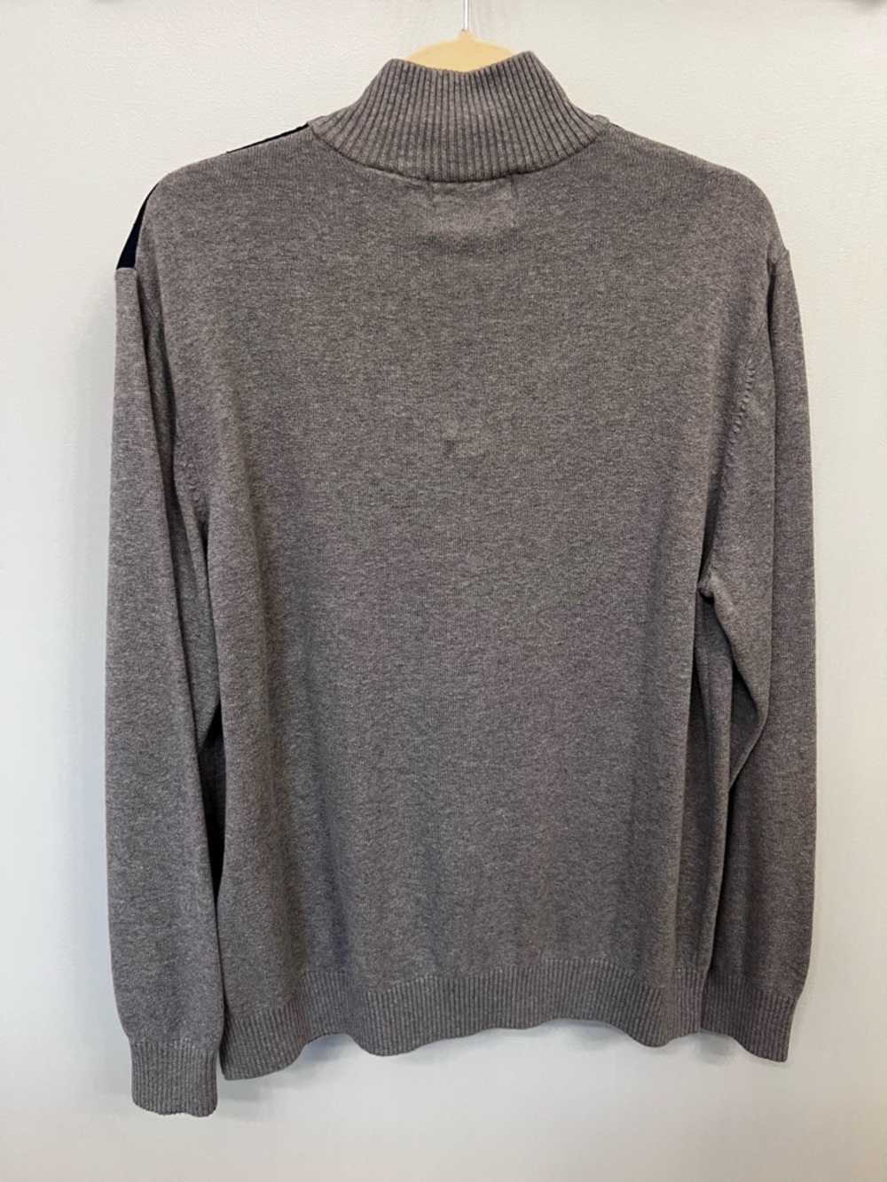 Charleston Threads Two-Tone Quilted Navy/Grey Quarter-Zip Sweater 100% Cotton - Picture 4 of 8